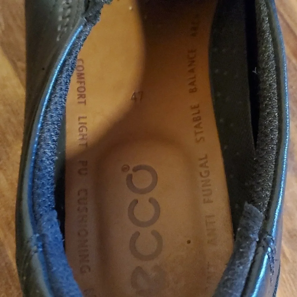 Ecco- Mens Black Leather Slip On Loafers Dress Shoes Comfort New! Sz.13